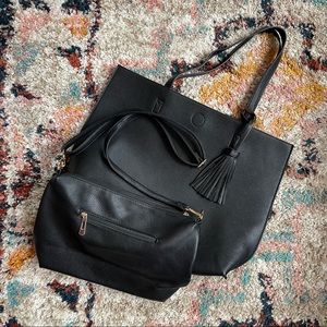 NWOT Set of Tote and Shoulder or Crossbody Bag - High Quality Vegan Leather
